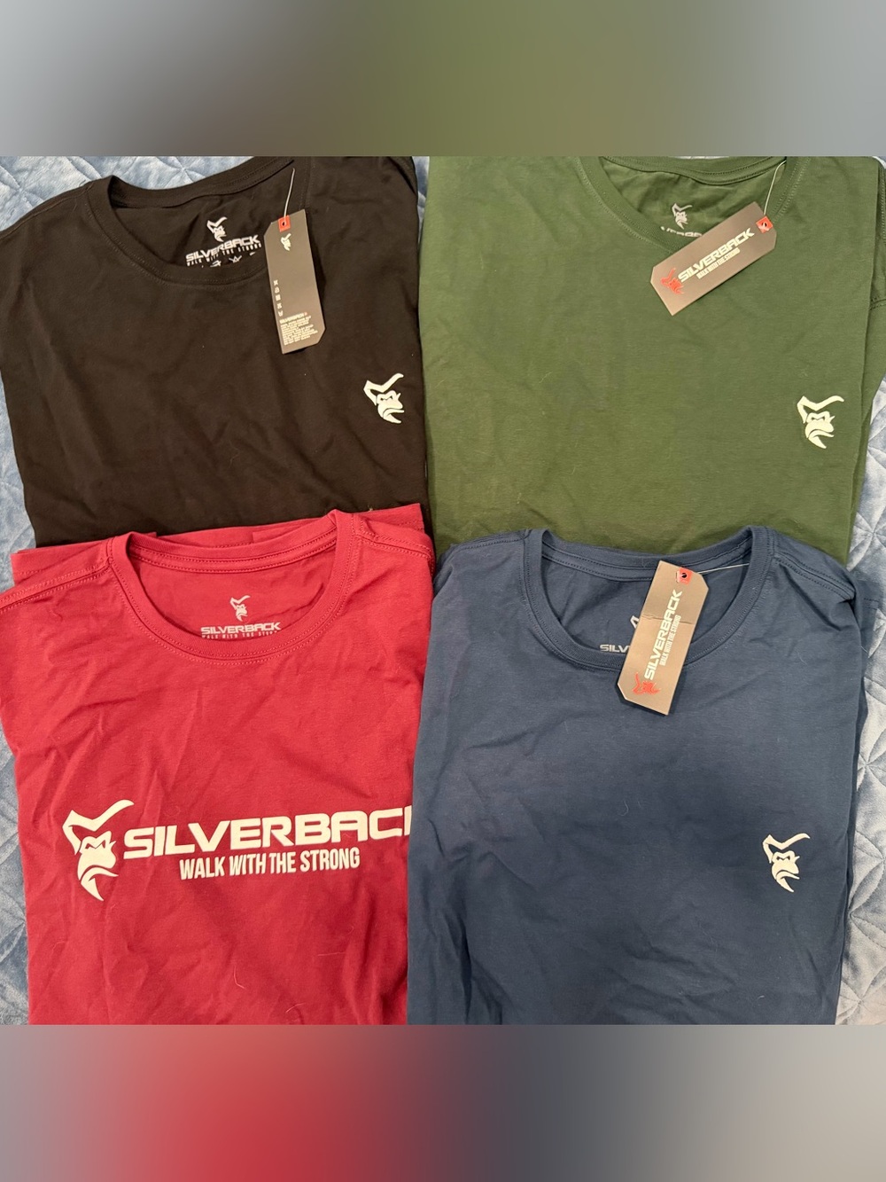 Silverback Short Sleeve Workout Crew Tees In Black, Green, Red, Navy